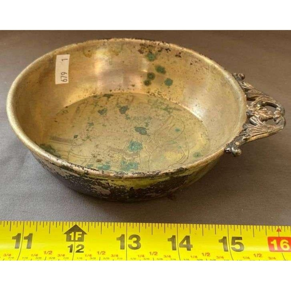 Antique Sterling Silver Plated Bowl: Wm. A. Rogers Ornate Handle